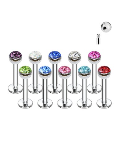 Piercing labret acier Piercing Labret Monroe Crystal 1.2 mm 8 mm modèle Bliside