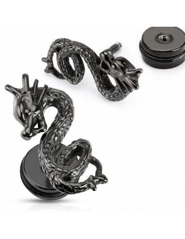 Piercing faux plug dragon noir modèle Bonamine