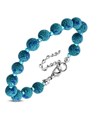 Bracelet bleu fantaisie perles fimo  modèle Azulie