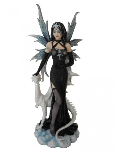 Statuette figurine fée noire et dragon  modèle  Amacille