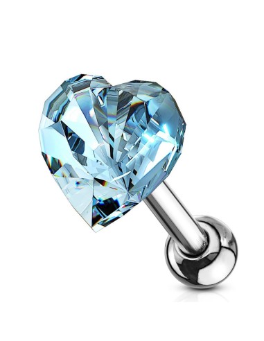 Piercing tragus coeur en cristal  modèle Amincette