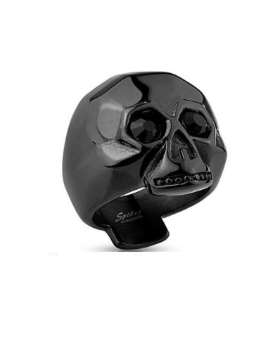 Bague skull acier noire modèle Allumande