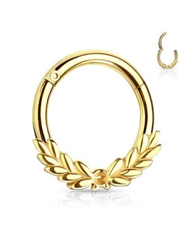 Piercing anneau articulé  doré à fermeture clip modèle Amarande