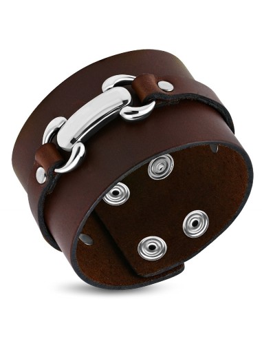 Bracelet cuir marron  modèle Amidoure