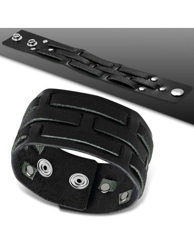 Bracelet cuir noir modèle Demia