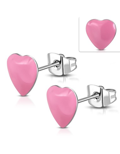 Boucles d'oreilles coeur rose modèle  Dymio