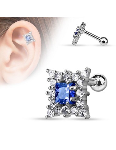 Piercing tragus cristal bleu saphir modèle Daena