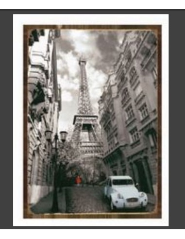 Plaque métal vintage Tour Eiffel 30 x 20 cm