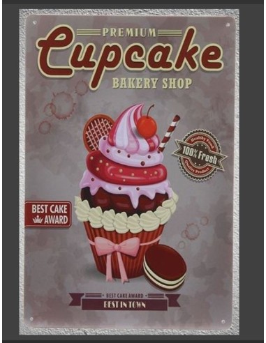 Plaque métal Cupcake Premium 30 cm x 20 cm