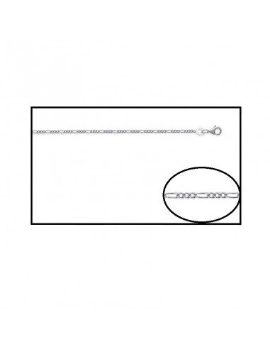 chaîne maille figaro 1-3 diamantée 4 faces en argent rhodié largeur 1.4 mm-cn-733a040