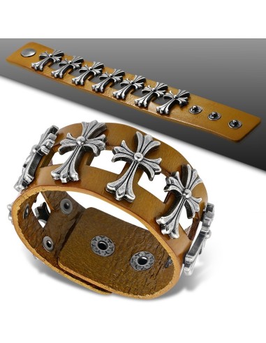 Bracelet cuir croix templiers modèle Dulinay