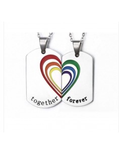 collier pendentifs gay pride acier