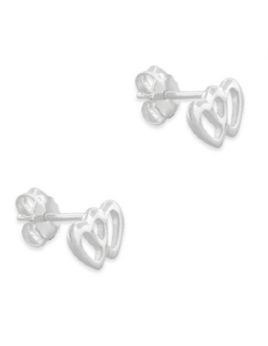 Boucles d'oreilles double coeurs en  argent modèle Delly