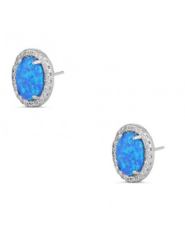 Boucles d'oreilles opale bleue et argent modèle Dimarys