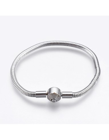 Bracelet pour charms en acier maille serpent modèle Dagmare
