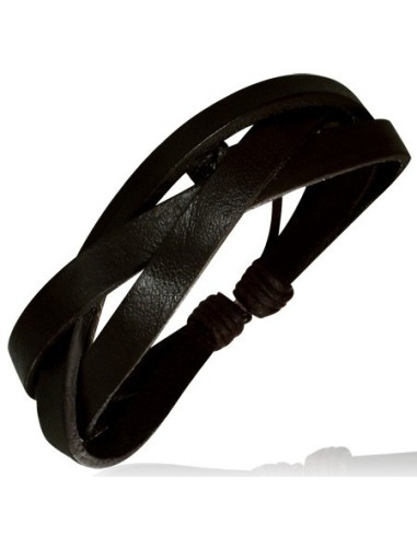 Bracelet cuir multirangs noir modèle Dygmare