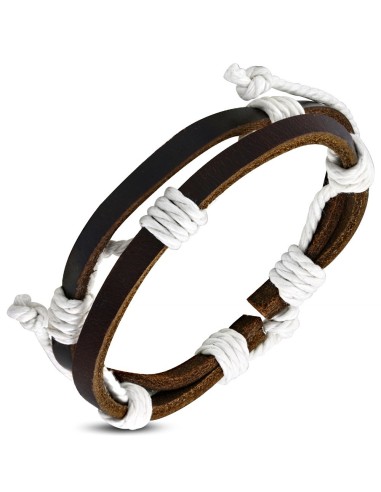 Bracelet multirangs cuir marron modèle Dacien
