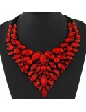 Collier rouge strass mode