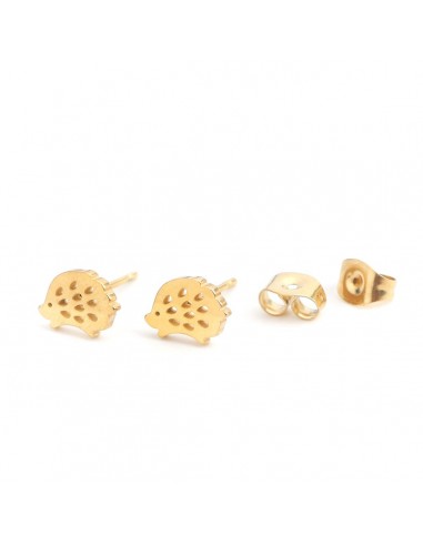 Boucles d'oreilles hérissons en acier doré modèle Dariusse