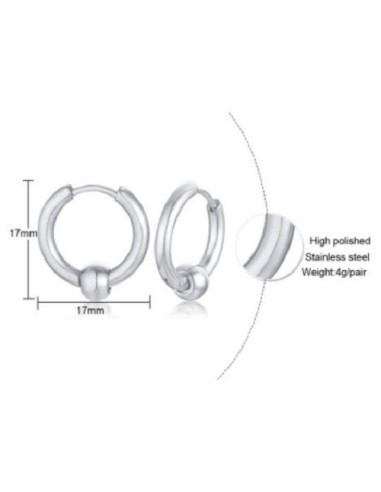 Créoles  en acier en 17 mm modèle Dyllane