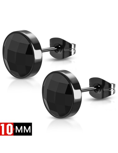 Boucles d'oreilles noires en acier en 10 mm modèle Daodate