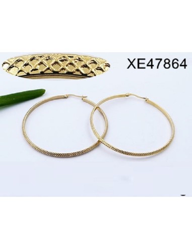 Boucles d'oreilles créoles 40 mm en acier doré modèle Bulute