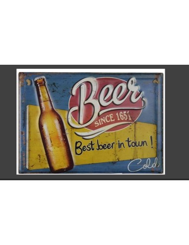 Plaque métal vintag beer since 1651 en relief 30 cm x 40 cm