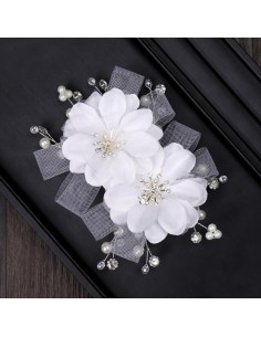 Bijou cheveux clip Bijoux de mariage fleur blanche modèle Dogmar