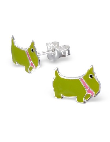 Boucles d'oreilles petit chien vert modèle Agapetis