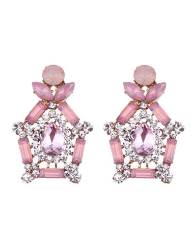 Boucles d'oreilles rose et cristal modèle Darusse