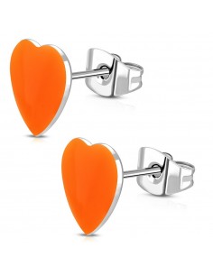 Boucles d'oreilles coeur orange modèle Duceline