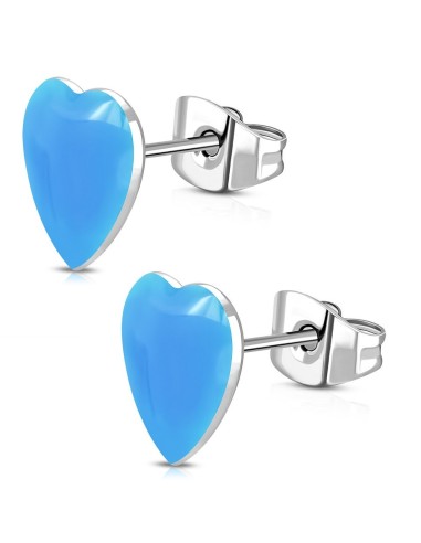 Boucles d'oreilles coeur bleu modèle Dyceline