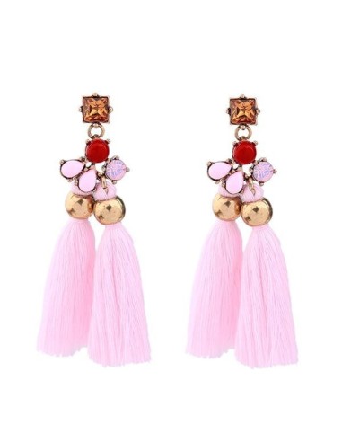 Boucles d'oreilles pompons roses  modèle dumaray