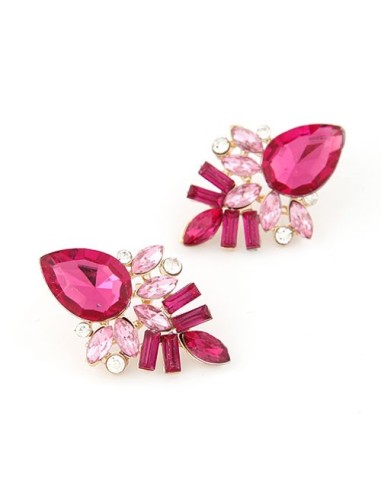 Boucles d'oreilles rose et cristal modèle Druceline