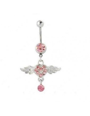 Piercing nombril aile et coeur rose modèle Daulasse