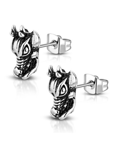 Boucles d'oreilles dragon en acier modèle Dreusine