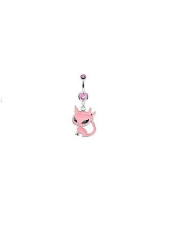 Piercing nombril chat rose modèle Anoskasse