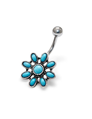 Piercing nombril fleur bleue modèle Anuskasse