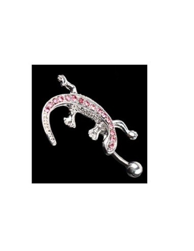 Piercing nombril salamandre Gecko rose modèle Annavulle