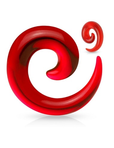 Piercing écarteur spirale rouge translucide
