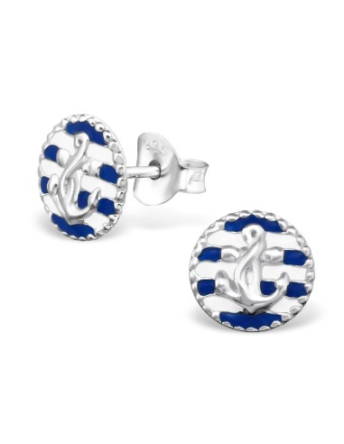 Boucles d'oreille ancre marine bleues