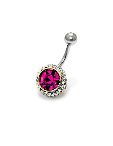 Piercing nombril rose et strass