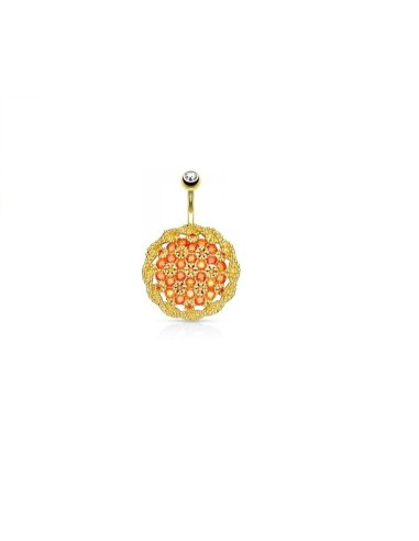 Piercing nombril orange et cristal