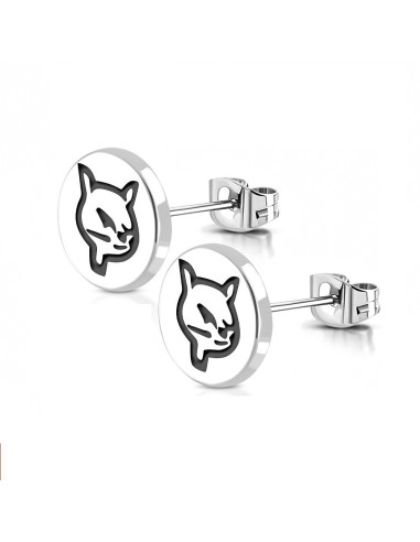 Boucles d'oreilles chats en acier