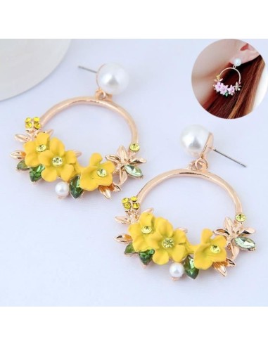Boucles d'oreilles fleurs jaunes modèle dumaray