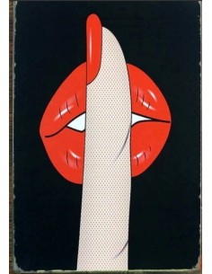 Plaque métal lèvre sexy vintage 20 cm x 30 cm
