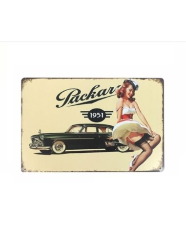 Plaque métal Pin Up et une Packard 1951  20 cm x 30 cm