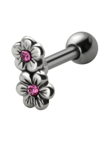 Piercing Tragus fleur rose cartilage