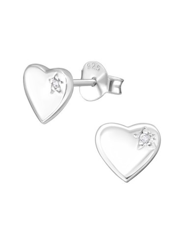 Boucles d'oreilles cœur en argent et zirconium