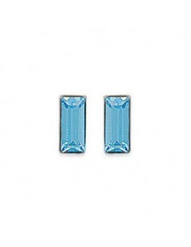 Boucles d'oreilles Cristal Bleu Rectangle Argent